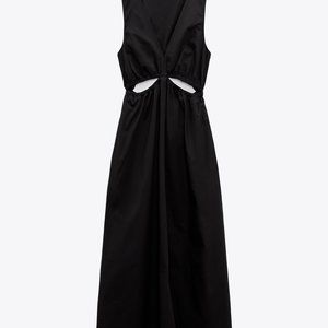 Zara CUT OUT GABARDINE MIDI DRESS - Medium
